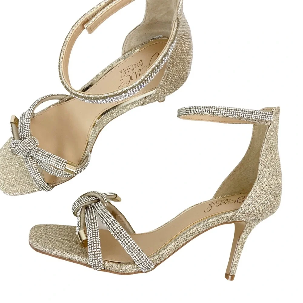 Jewel Badgley Mischka Lenny Heel Dress Sandals Light Gold Size 5